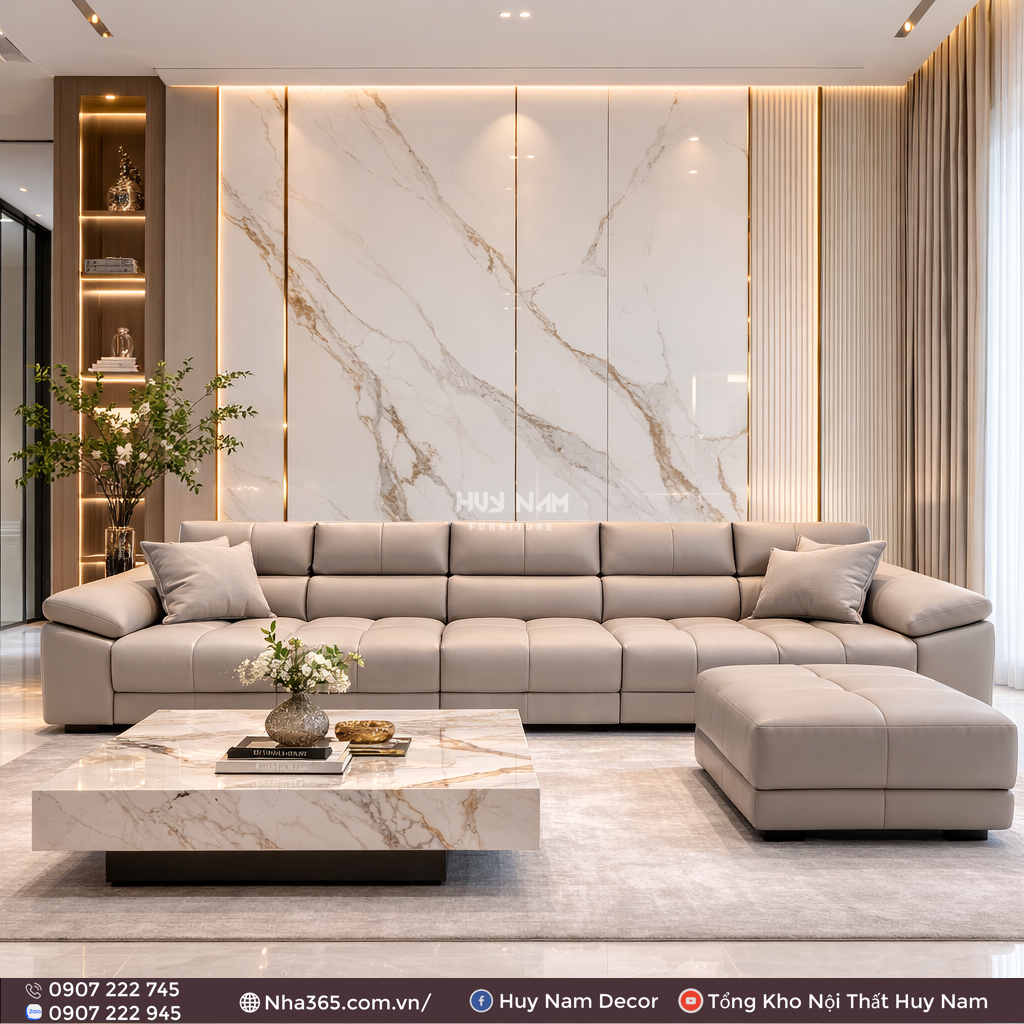 Sofa Hiện Đại SF-2074 Cao Cấp | Sofa Da Nappa Chống Cào, Xoá Mực