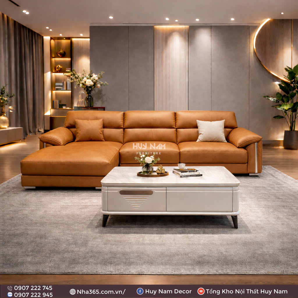 Sofa Hiện Đại SF-2071 Cao Cấp | Sofa Da Nappa Chống Cào, Xoá Mực