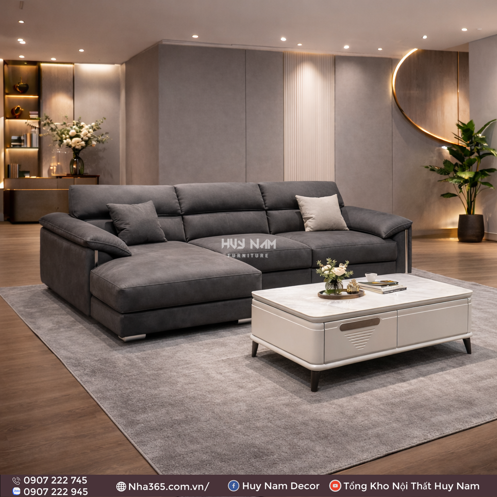 Sofa Hiện Đại SF-2078 Cao Cấp | Sofa Da Nappa Chống Cào, Xoá Mực