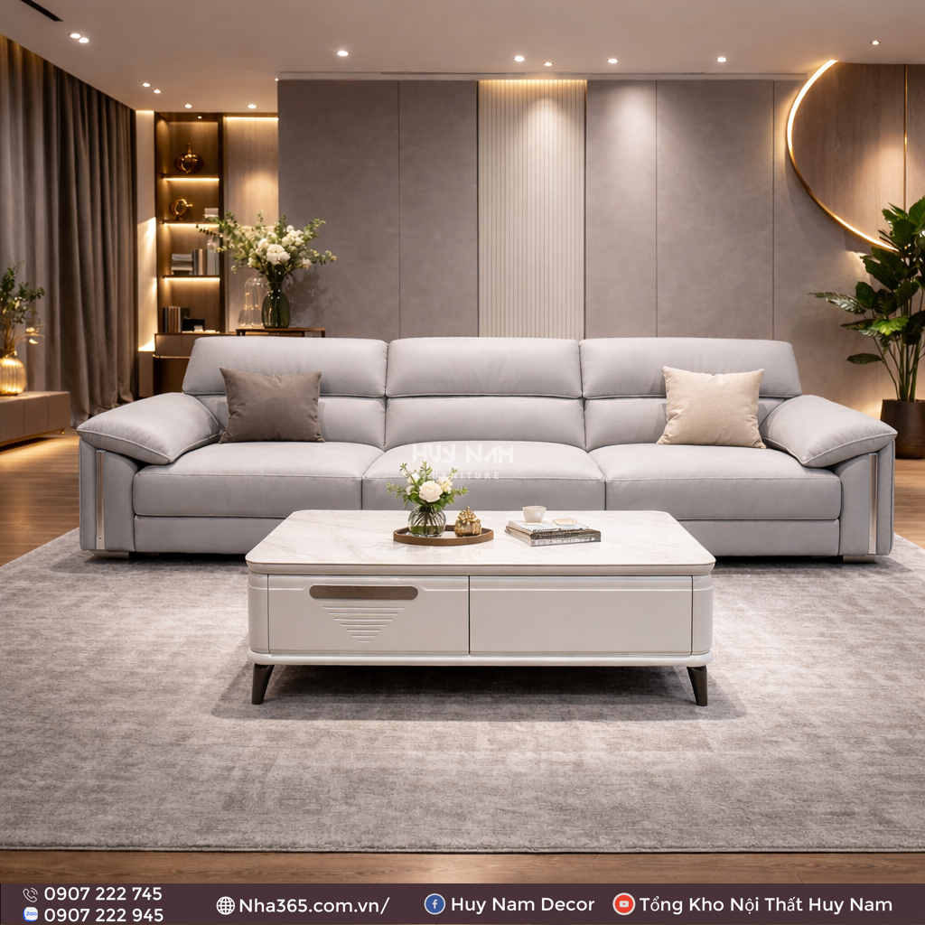 Sofa Hiện Đại SF-2075 Cao Cấp | Sofa Da Nappa Chống Cào, Xoá Mực