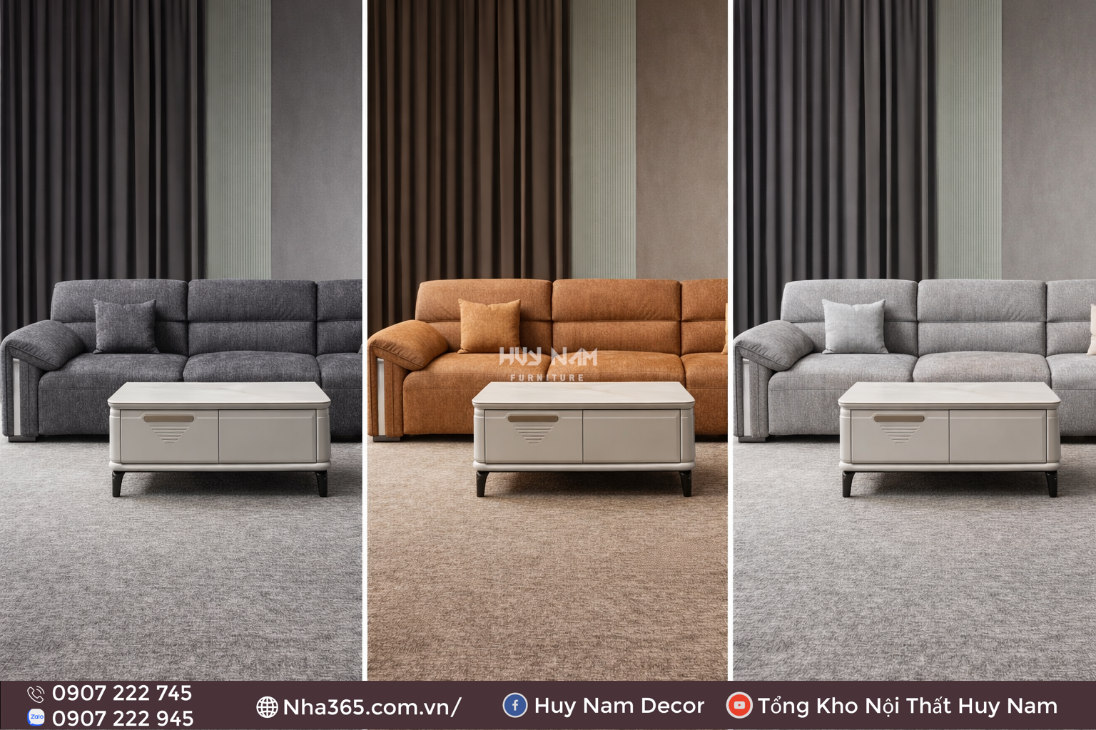 Sofa Hiện Đại SF-2079 Cao Cấp | Sofa Da Nappa Chống Cào, Xoá Mực
