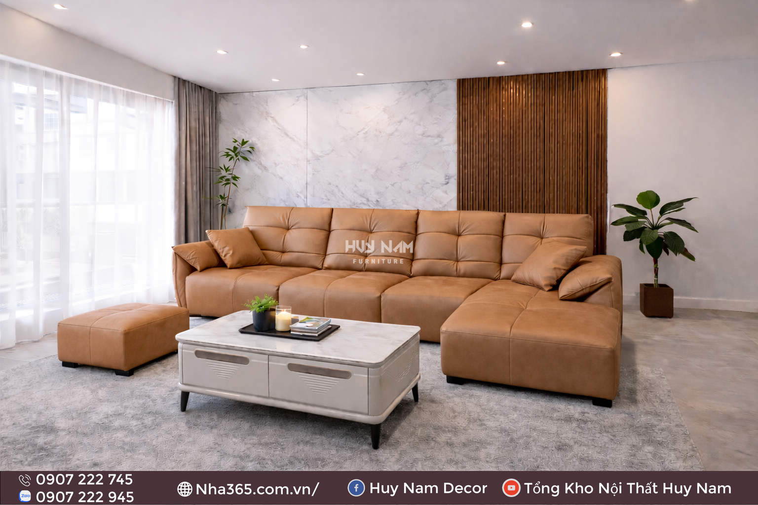 Sofa Hiện Đại SF-2084 Cao Cấp | Sofa Da Nappa Chống Cào, Xoá Mực