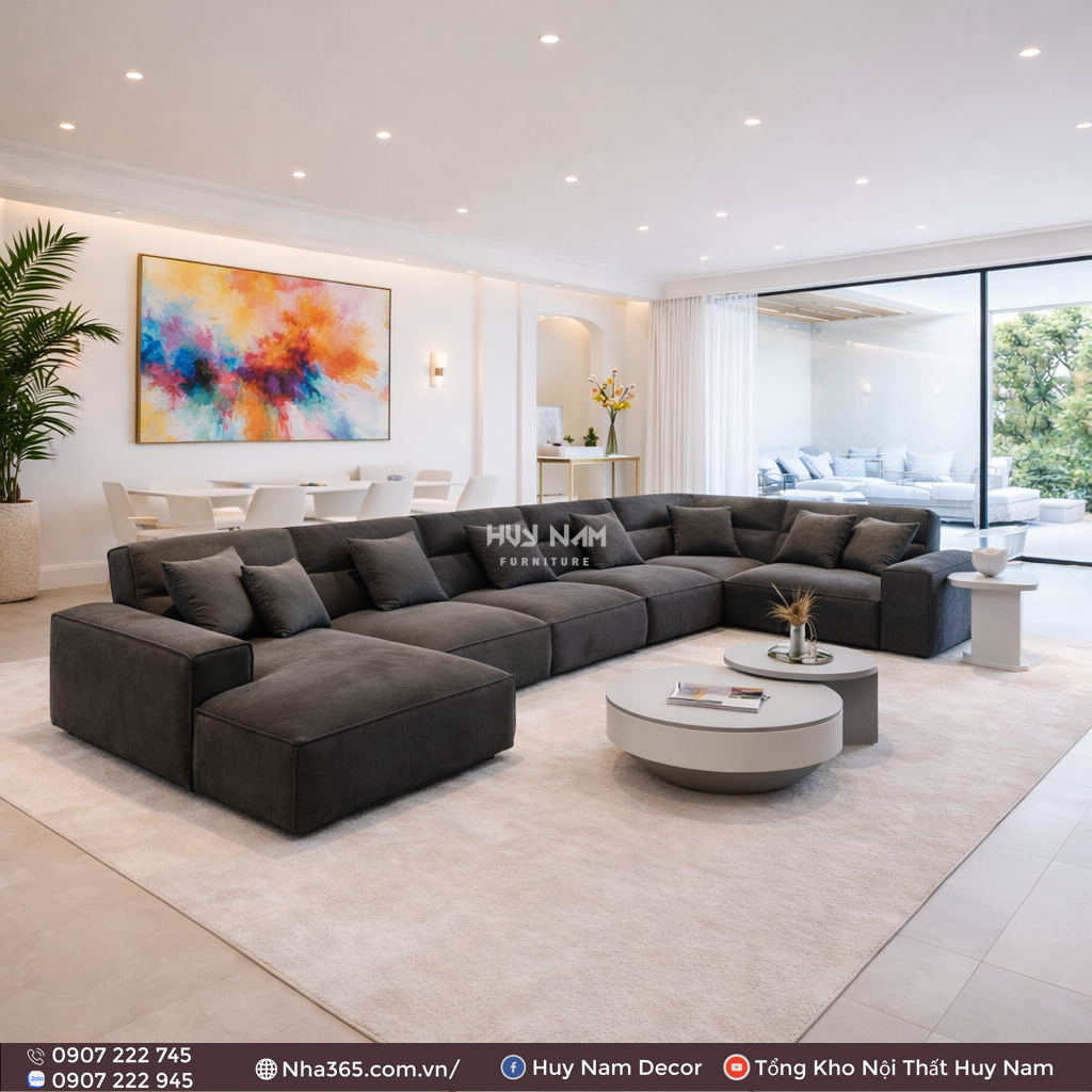 Sofa Hiện Đại SF-2088 Cao Cấp | Sofa Vải Nỉ Trượt Nước, Kháng Khuẩn