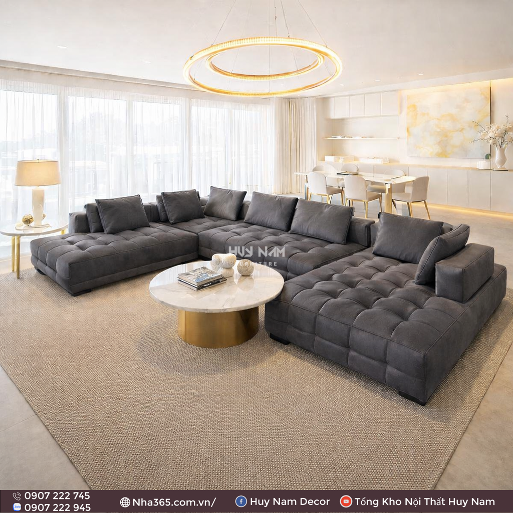 Sofa Hiện Đại SF-2098 Cao Cấp | Sofa Da Nappa Chống Cào, Xoá Mực