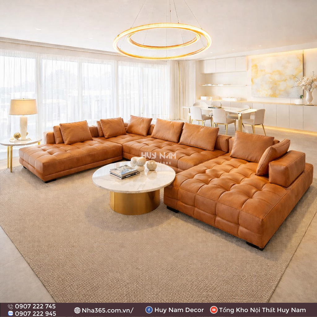 Sofa Hiện Đại SF-2098 Cao Cấp | Sofa Da Nappa Chống Cào, Xoá Mực
