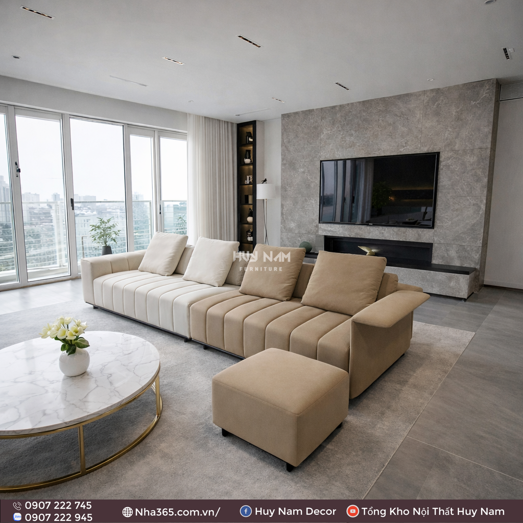 Sofa Hiện Đại SF-2100 Cao Cấp | Sofa Da Nappa Chống Cào, Xoá Mực