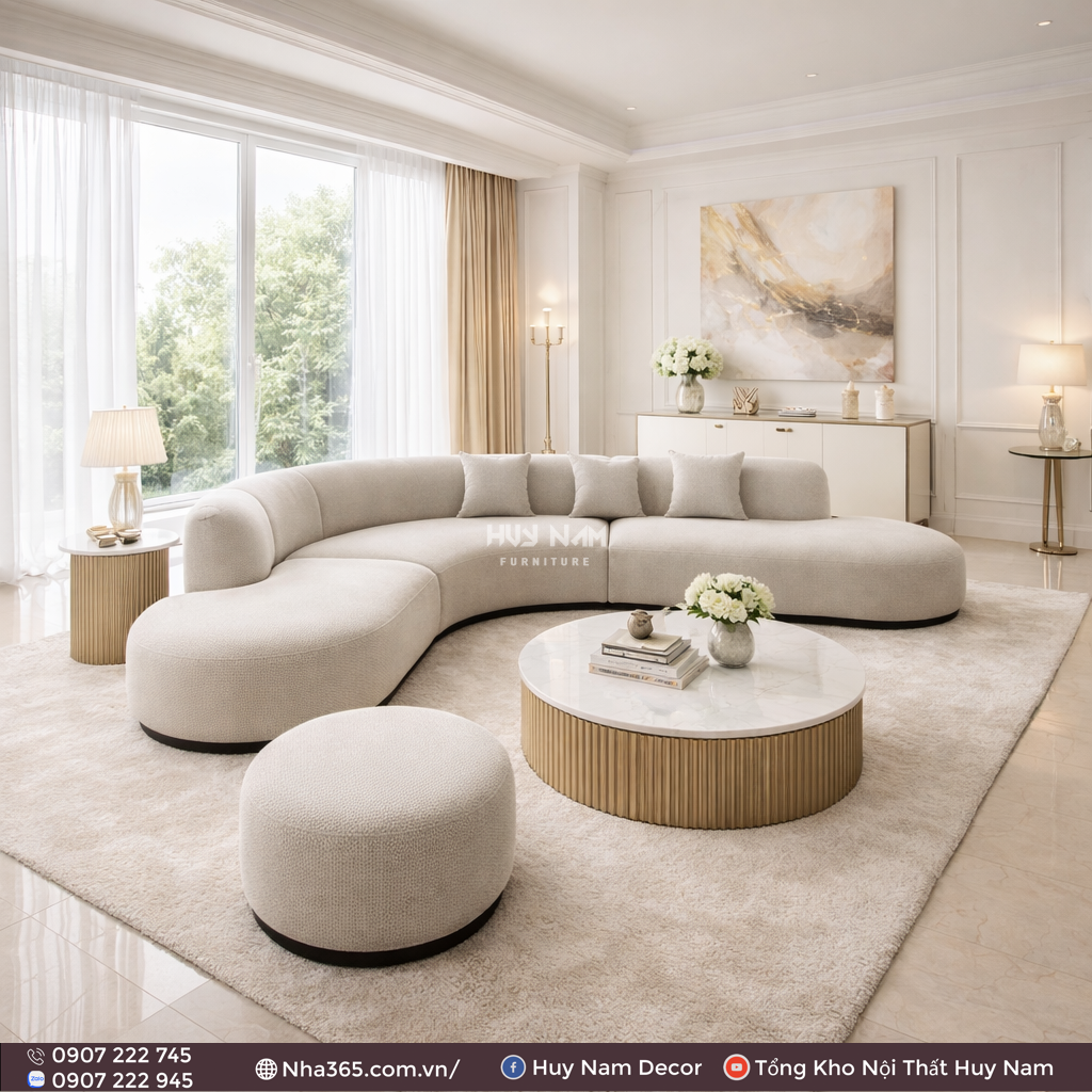 Sofa Hiện Đại SF-2101 Cao Cấp | Sofa Vải Nỉ Trượt Nước, Kháng Khuẩn