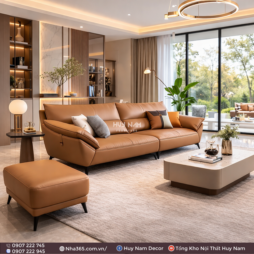 Sofa Hiện Đại SF-2102 Cao Cấp | Sofa Da Nappa Chống Cào, Xoá Mực