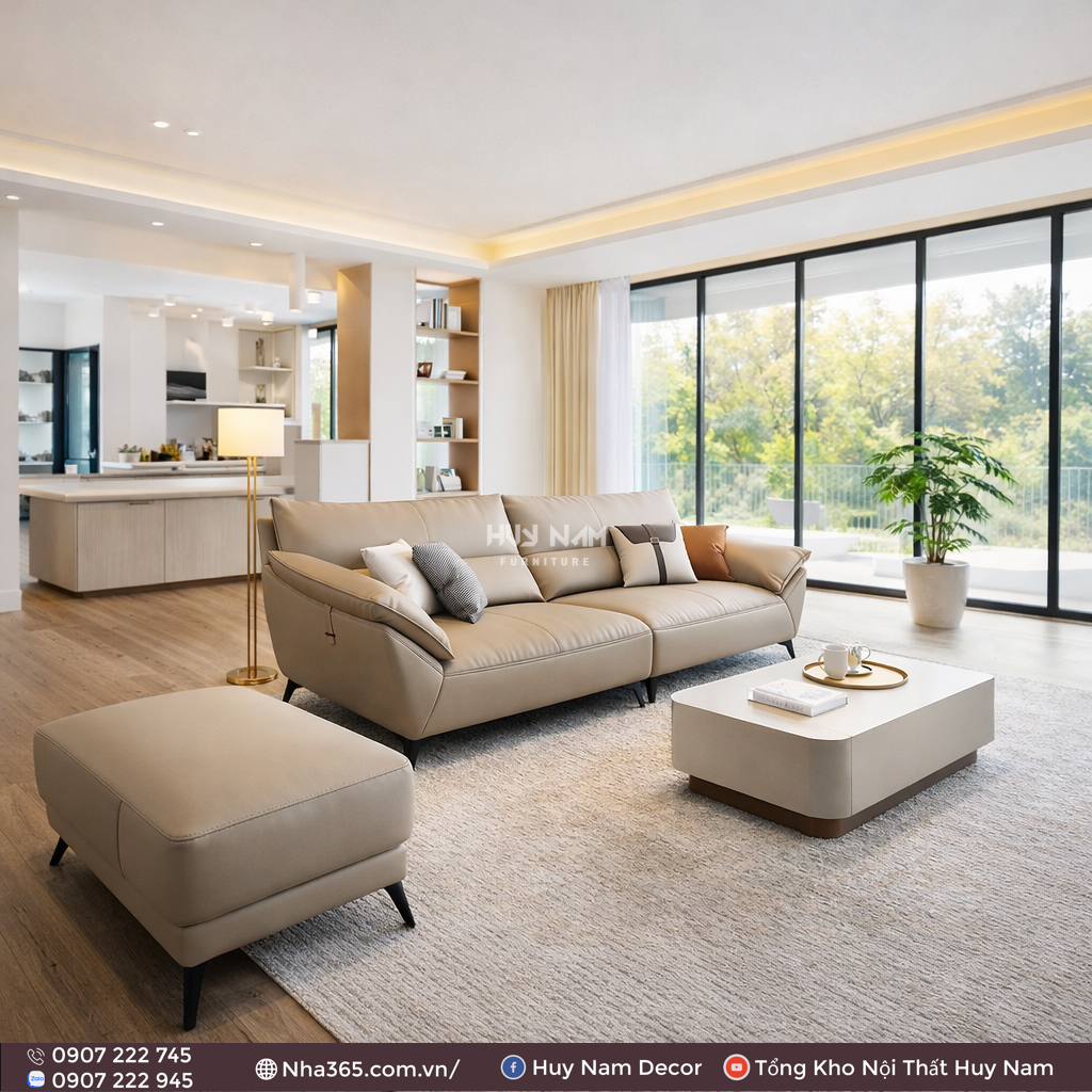 Sofa Hiện Đại SF-2102 Cao Cấp | Sofa Da Nappa Chống Cào, Xoá Mực