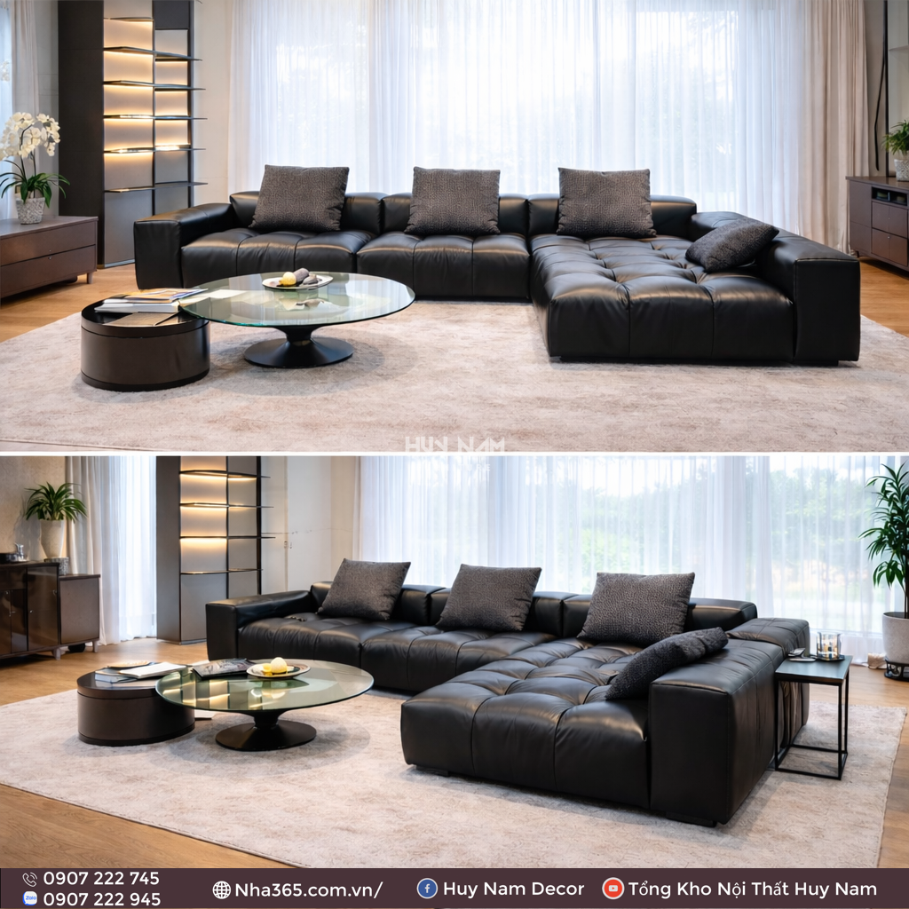 Sofa Hiện Đại SF-2104 Cao Cấp | Sofa Da Nappa Chống Cào, Xoá Mực