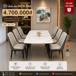 [BÁN CHẠY] Bàn ăn chân côn 1m4, 6 ghế Monet thường