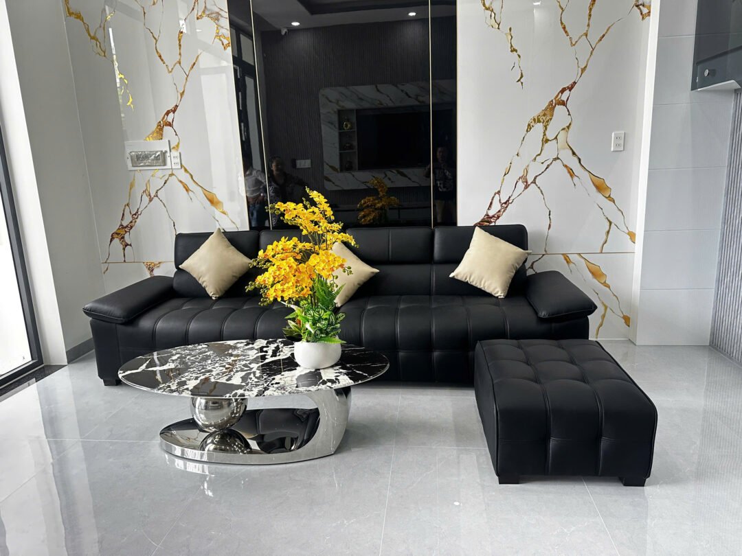 Bộ Sofa cao cấp 3m, bọc da Nappa tặng kèm 1 đôn