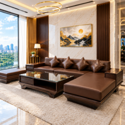 Alternative view of SOFA GÓC CHÂN THUYỀN GỖ TẦN BÌ